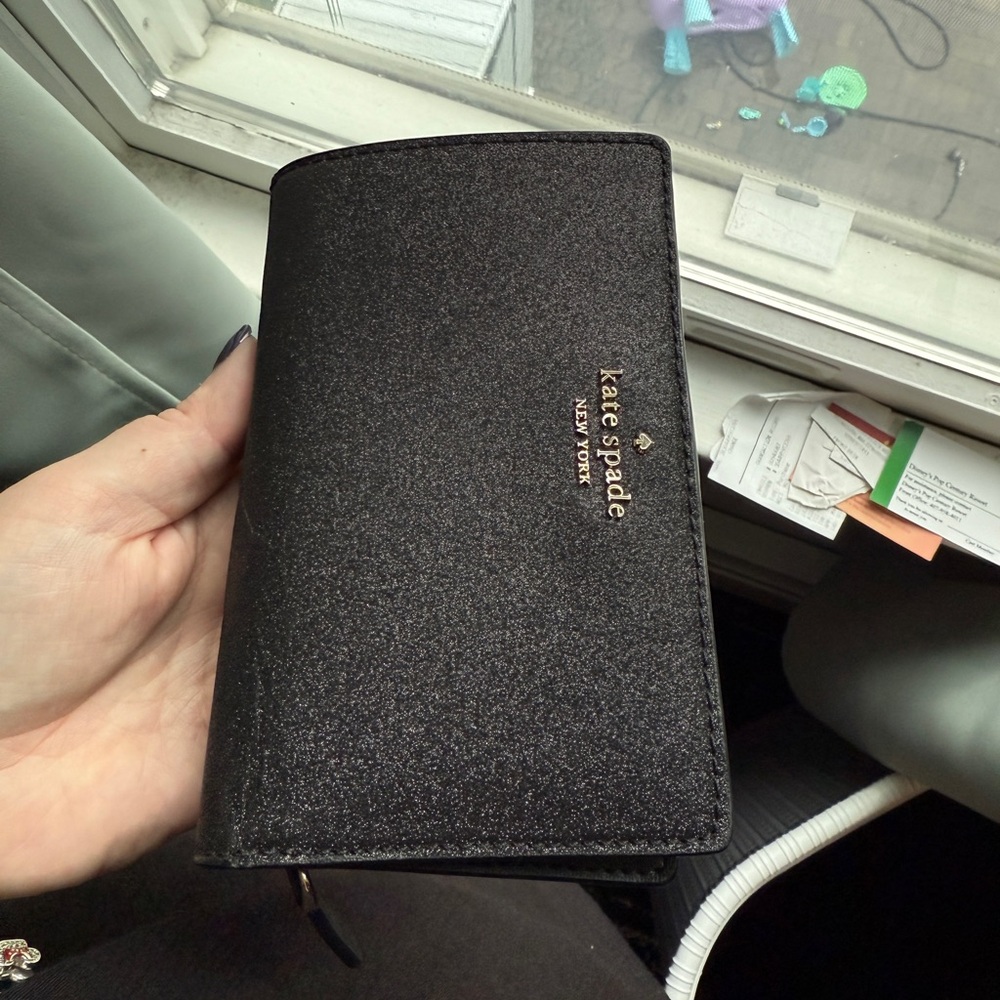 Kate Spade Black Sparkle Madison BiFold Wallet